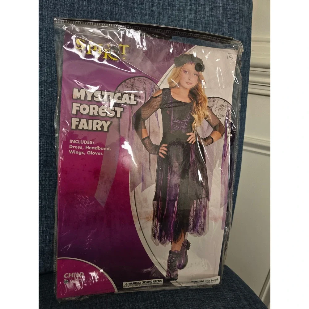 Spirit Halloween Mystical Forest Fairy Costume Kids Large 12-14 Purple Black 4pc